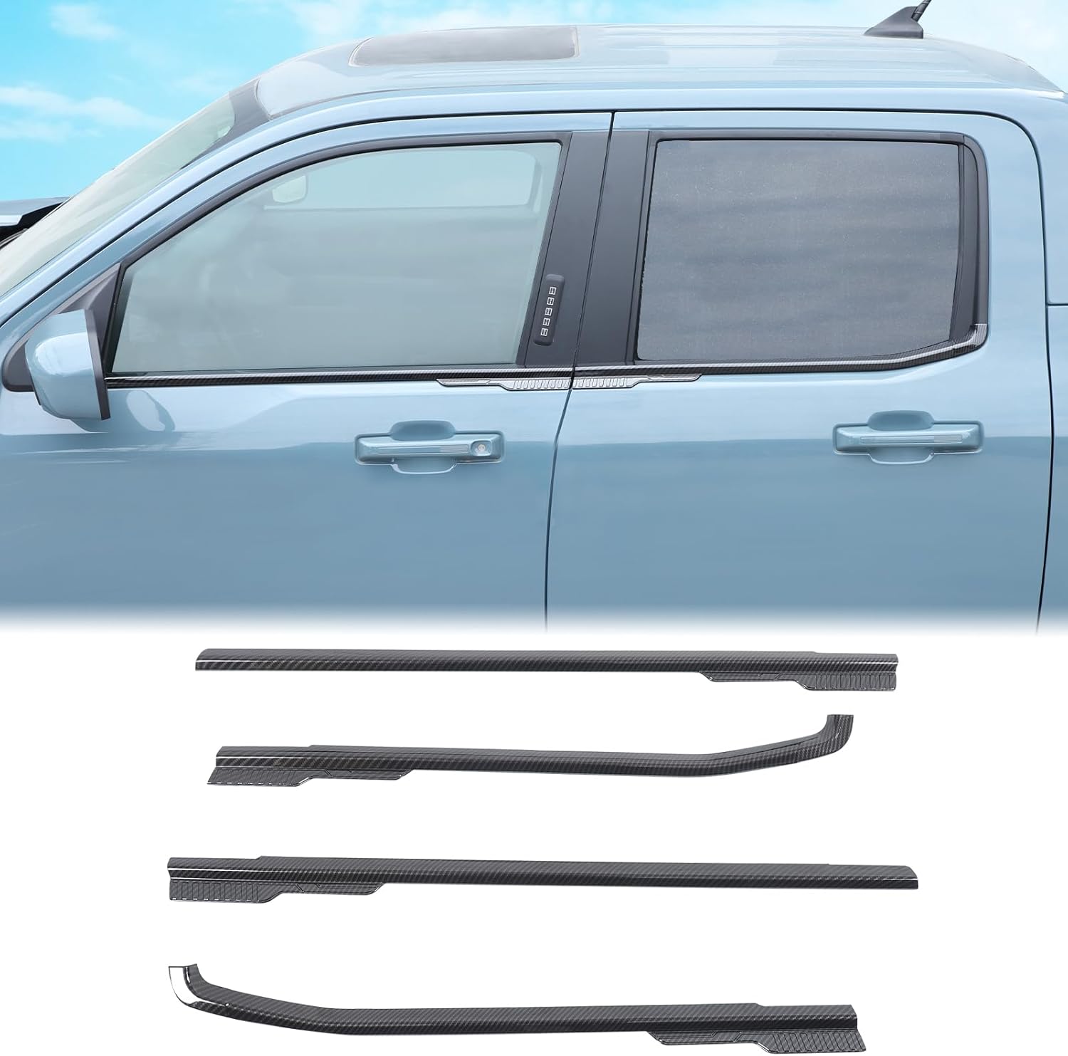Aunginsy Door Window Under Panel Trim Strips Compatible with Ford Maverick 2022-2025 Car Outer Side Door Window Lower Panel Weatherstrip Molding Decorative Cover Protection ABS Exterior Accessories