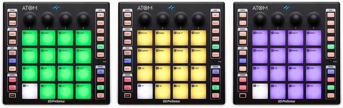 PreSonus ATOM Production/MIDI Pad Controller for USB/iPad & iOS | Eris 4.5 Pair Monitors, 24 Pack Acoustic Soundproof Foam Wedge Sound Insulation Panels + 3.5mm / TRS to Dual 1/4