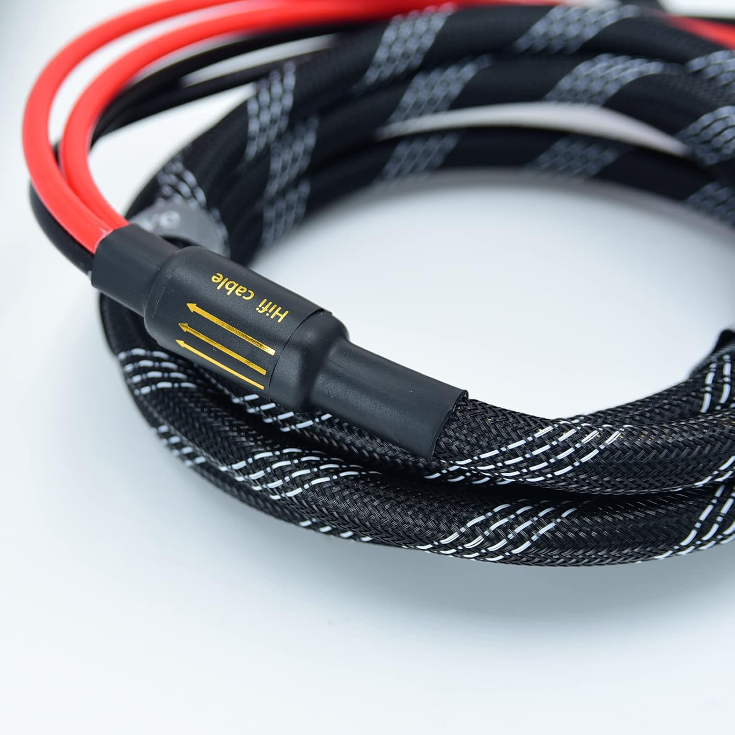 Arklove 30ft 2packs 13awg Speaker Cable Premium Heavy Duty Braided Wire Dual Banana 2 Plug to 4 Banana Male Plugs Frequency Division 2 Banana Plugs - 4 Banana Plugs 1pair