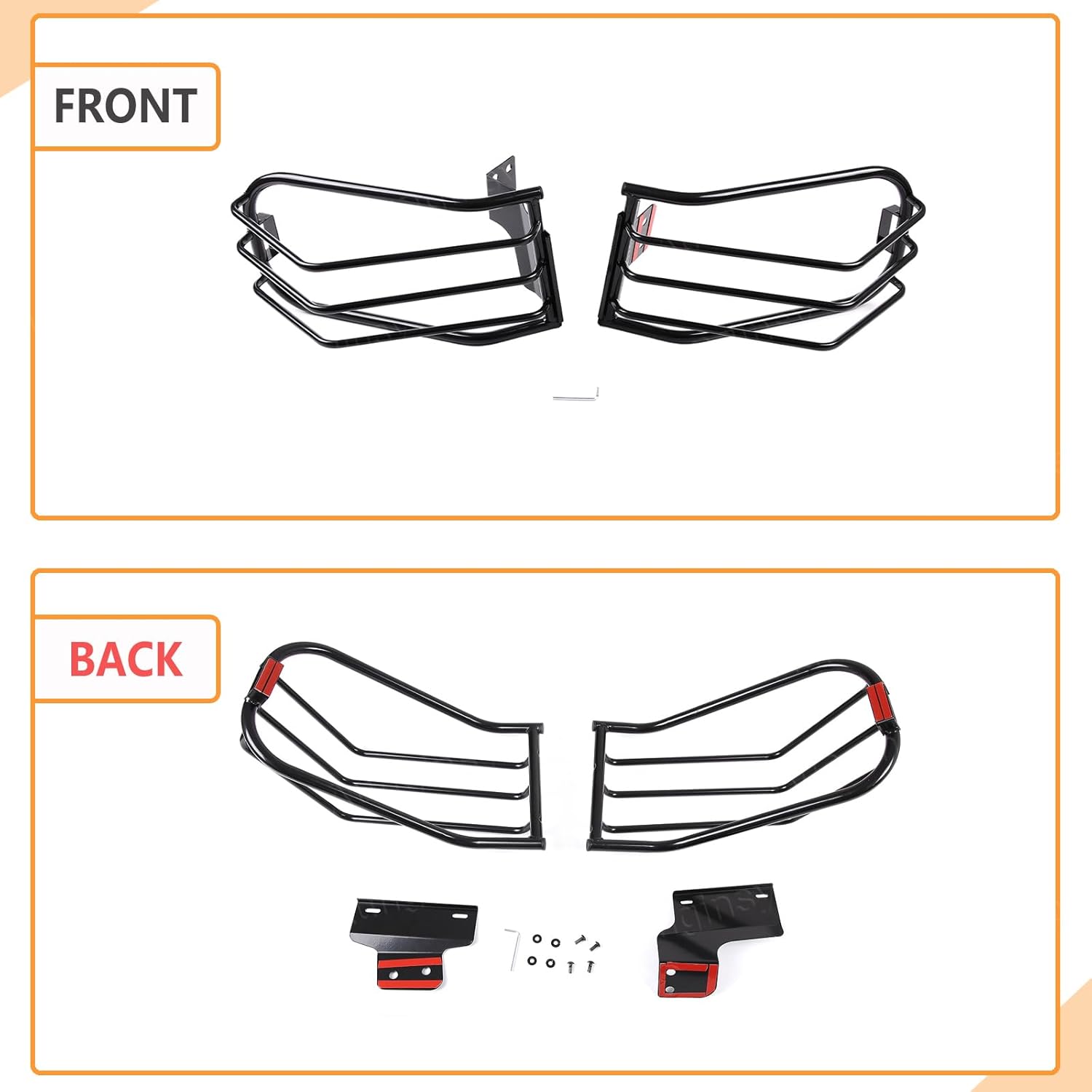 Aunginsy Rear Taillight Guard Cover Compatible with Toyota FJ Cruiser 2007-2021, Car Back Taillight Lamp Grilles Guard Protector Net Frame, Rear Headlight Trim Cover Carbon Steel Exterior Accessories