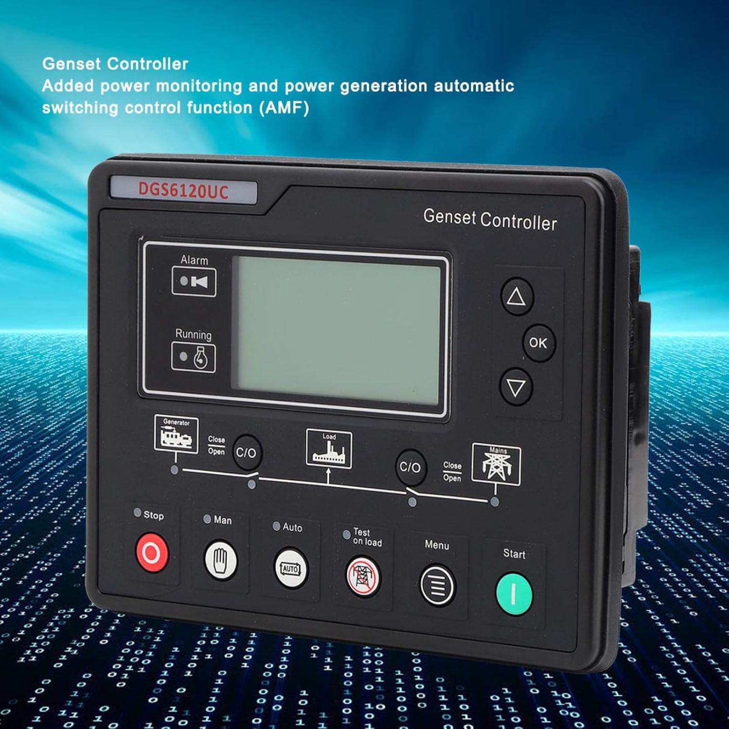 Genset Controller Module, DGS6120UC LCD Display Generator Automatic Controller Generator Set Parameters Monitoring Control Panel for HGM6120UC