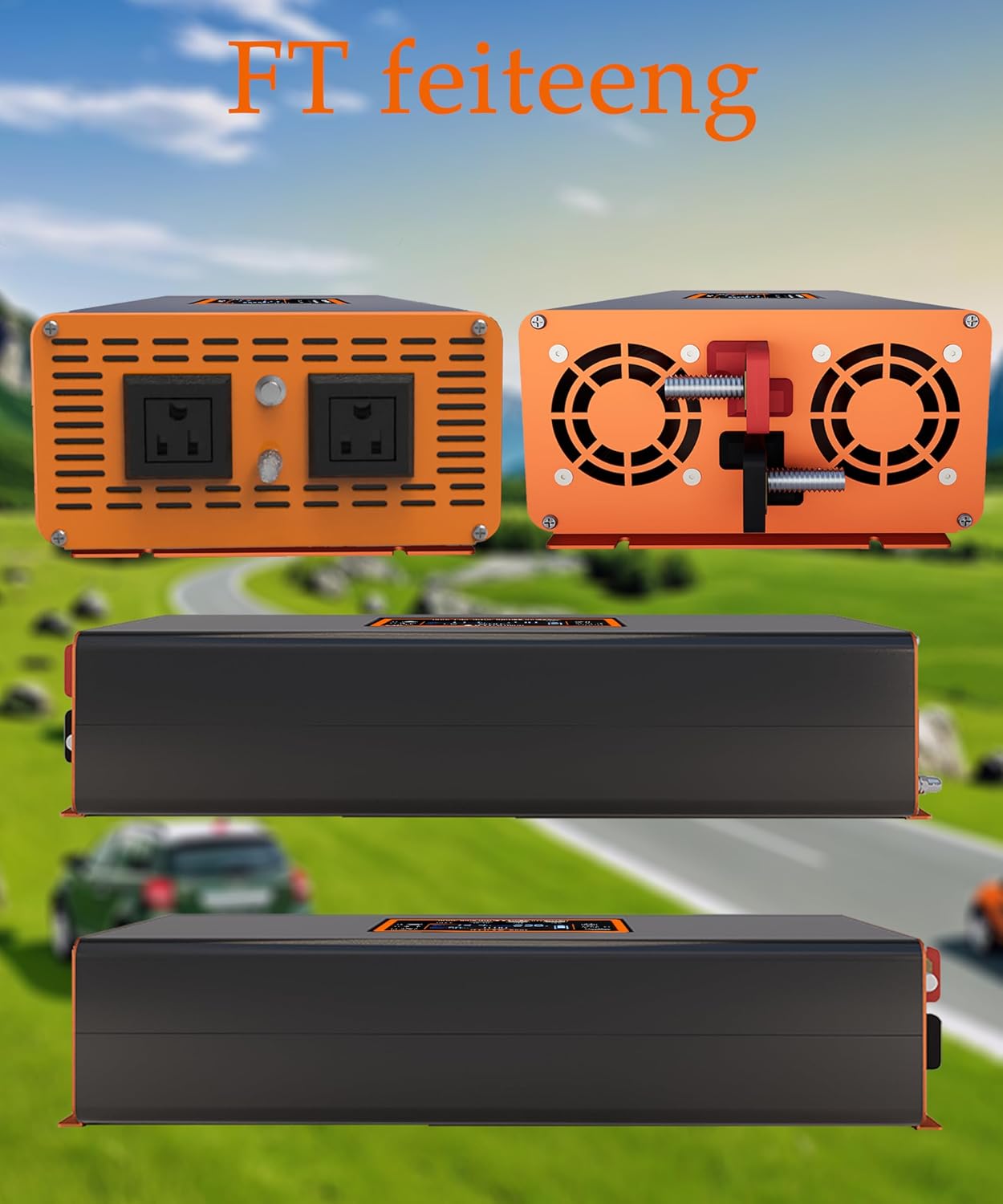 1500W Pure Sine Wave Inverter 12V to 120V AC, Solar Off-Grid & Outdoor Emergency Power, LCD Temp Control & Dual Fast Charger (RV/Truck/Camping)