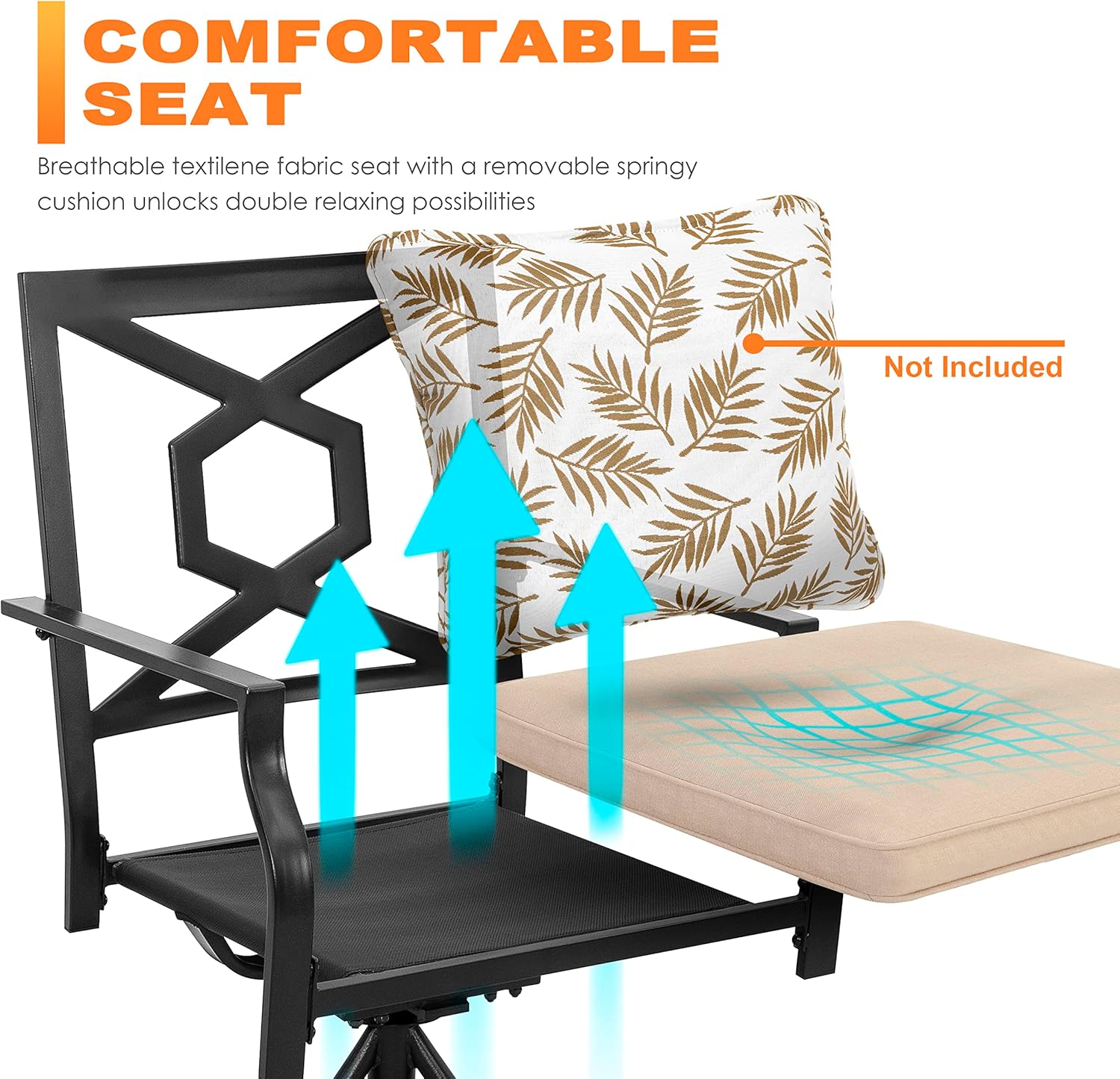 NUU GARDEN 5-Piece Patio Furniture Set with Fire Pit Table, 28'' 50,000 BTU Propane Gas Cabinet Fire Pit Table with Cover and 4 Dining Swivel Chairs with Padded Cushions, Black and Beige