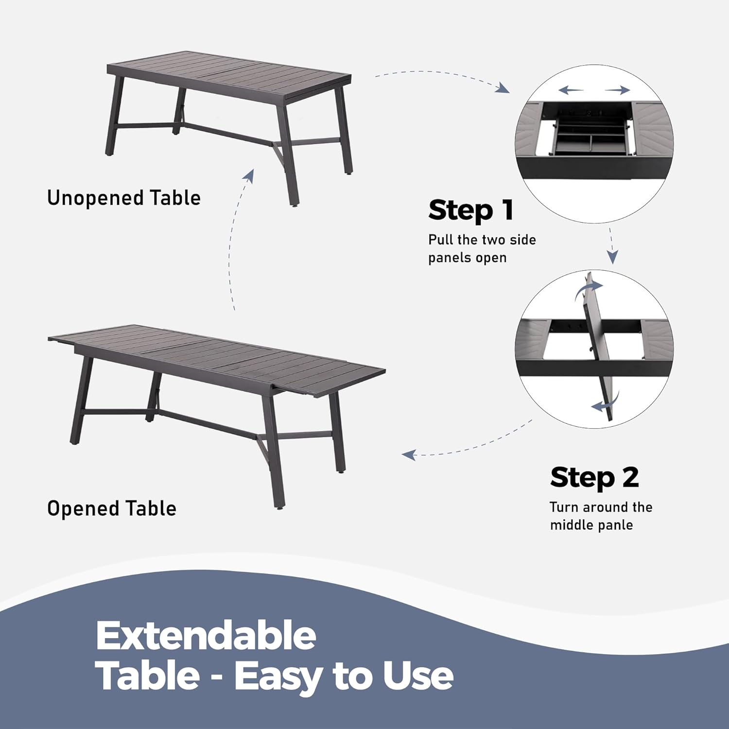 Outdoor Dining Chairs Red Set of 6,61.4x37.4x29.5” Rectangular Dining Table（Extendable）,Patio Dining Set 7 PCS,Patio Dining Set for Outdoor Kitchen Lawn Garden,Bistro,Deck.