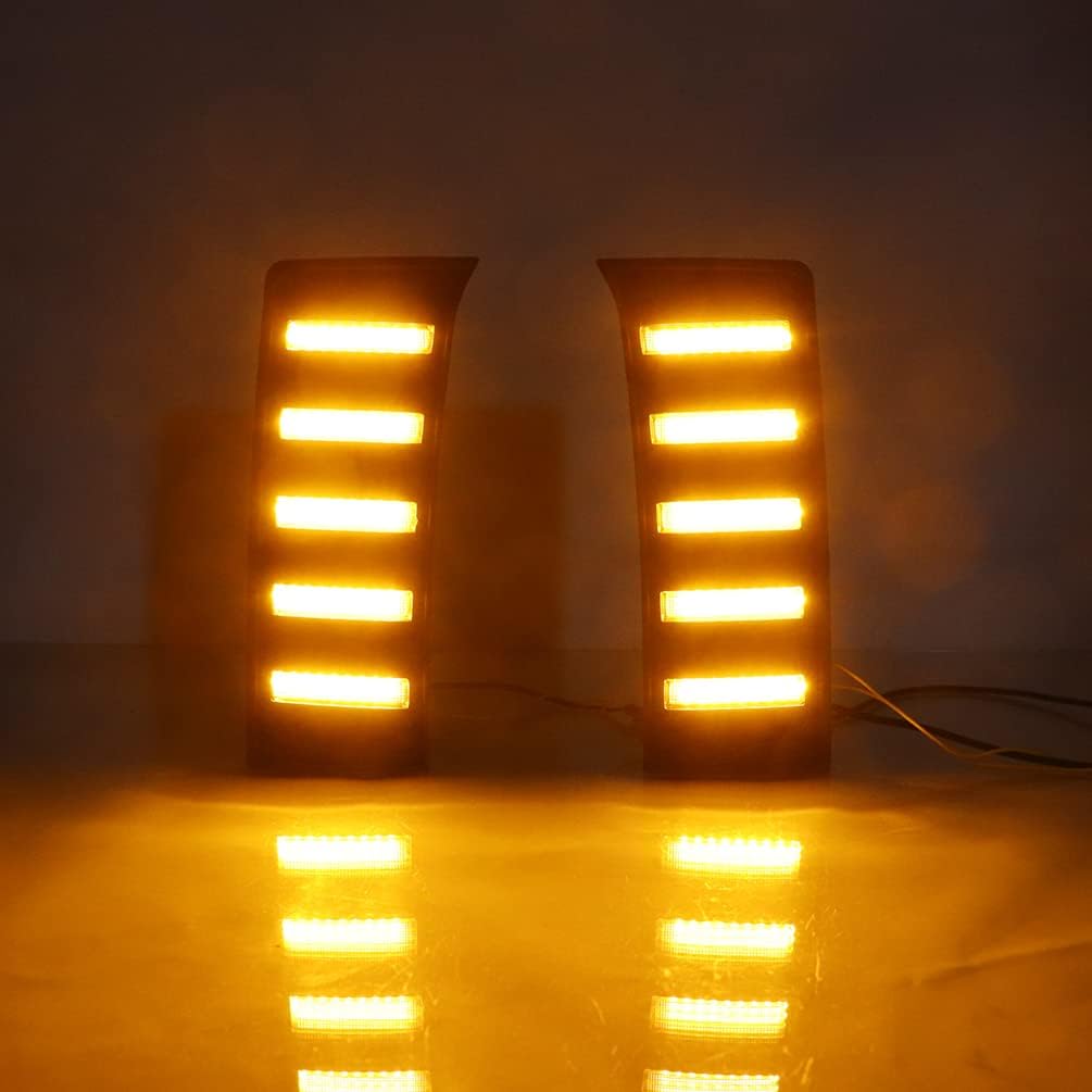 LED DRL Fog Lights with Amber Sequential Turn Signal Driving Lights Fit for 2022 2023 2024 2025 Toyota Tundra Front Bumper Fog Lamps Daylight Accessories