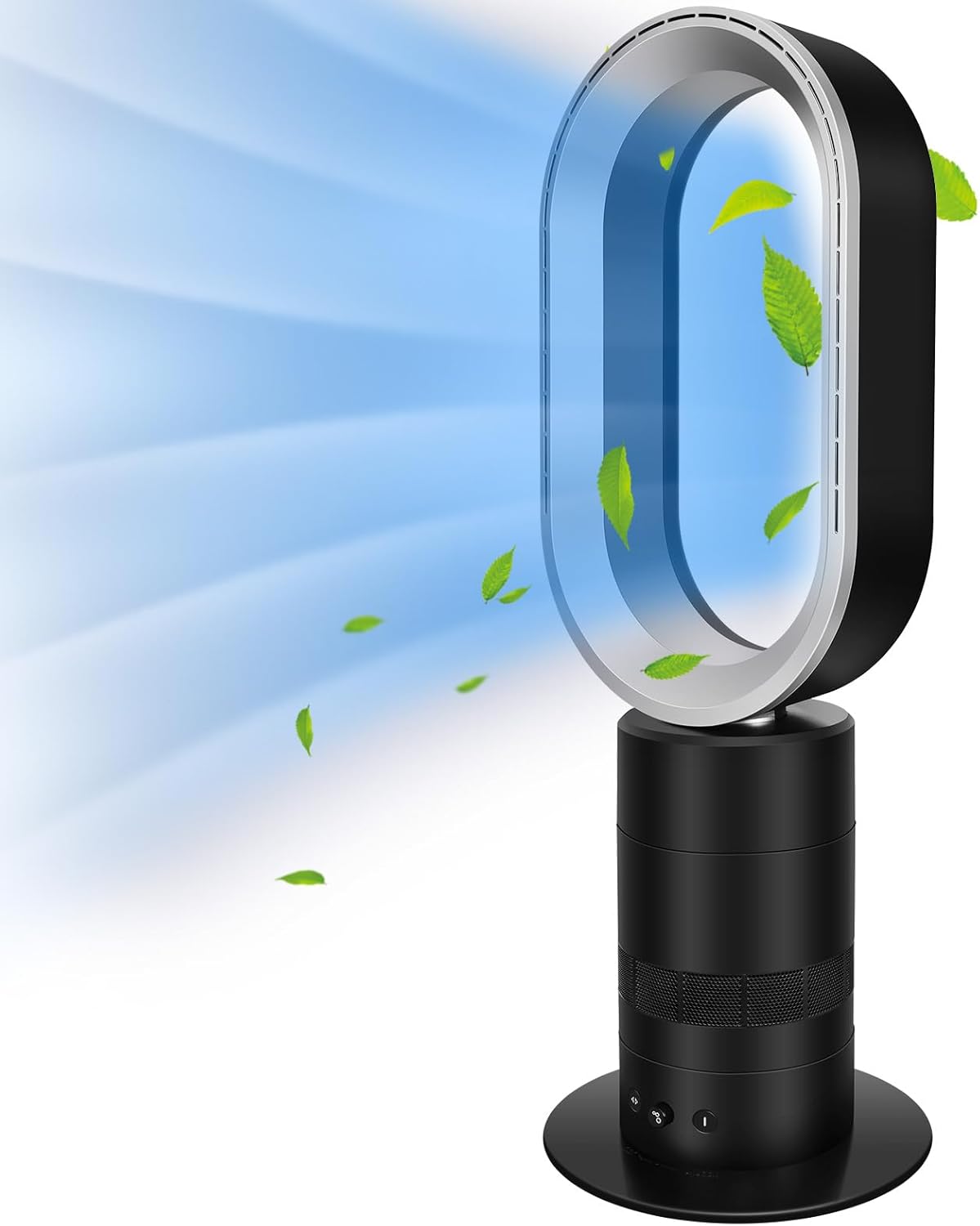 Simple Deluxe Portable Bladeless Tower Fan, 10 Speeds Settings, 10-Hour Timing Closure, Low Noise, Lightweight, 24 Inches, Black