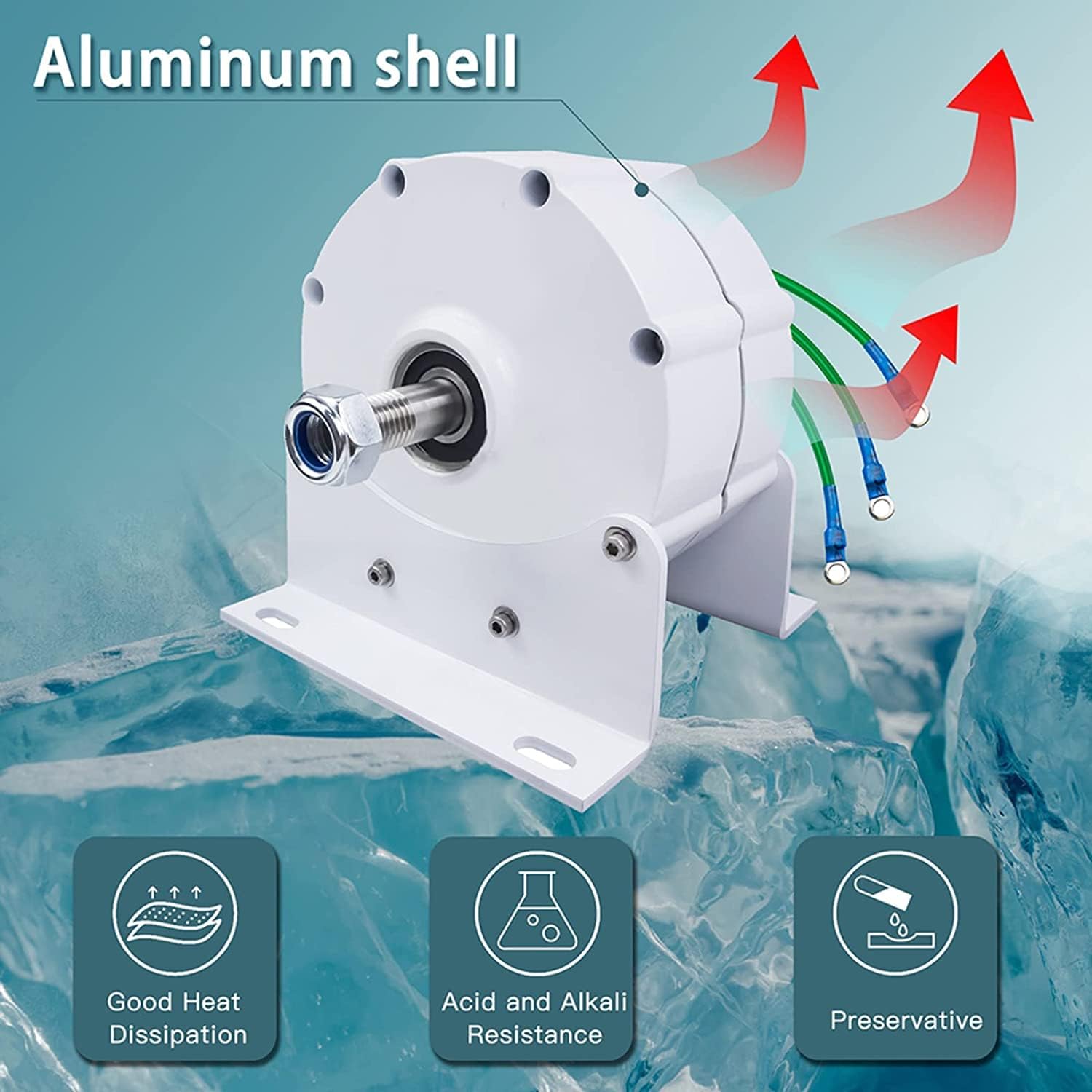 5000W Low RPM with Controller Permanent Magnet Alternator 3 Phase Generator for Wind Turbine Water Turbine(White,with Base)