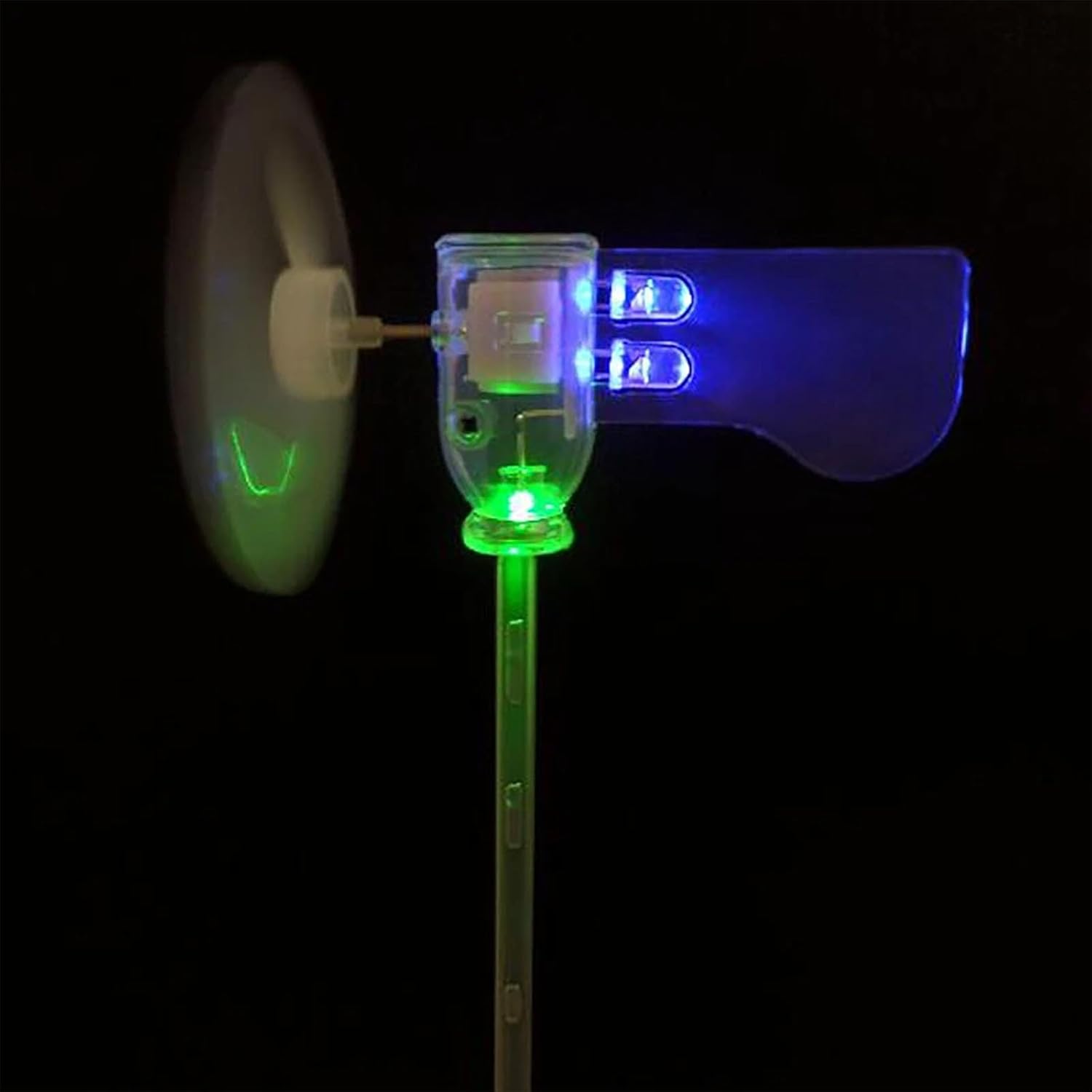 Micro Handheld Micro Wind Turbine Generator Model With 3 LED Lights – No-Base Mini DIY Windmill Lamp For Bike, E-Bike, Motorcycle & Outdoor Landscape Decor