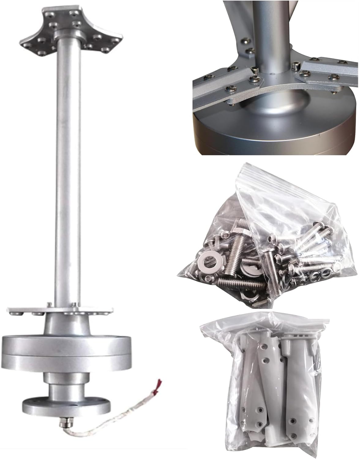 2000W Vertical Axis Wind Turbine 48V Alternative Energy Generator 220V AC Output Household Complete Set with 3PC Solar Panels