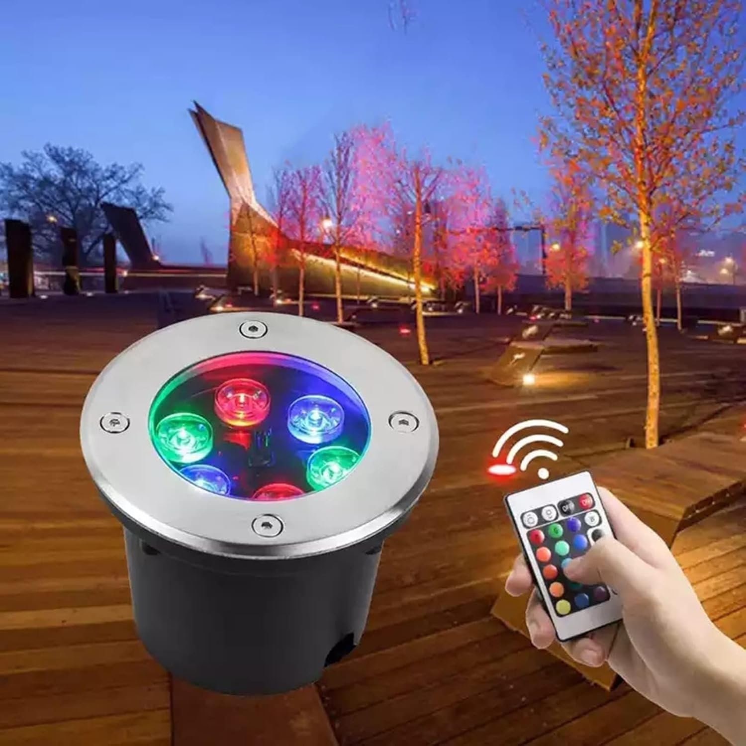 Ground LED Landscape Lights - Outdoor Buried Lights, IP67 Waterproof RGB with Remote Control Walkover Light, Color Underground Light for Garden, Park(24V,36W)