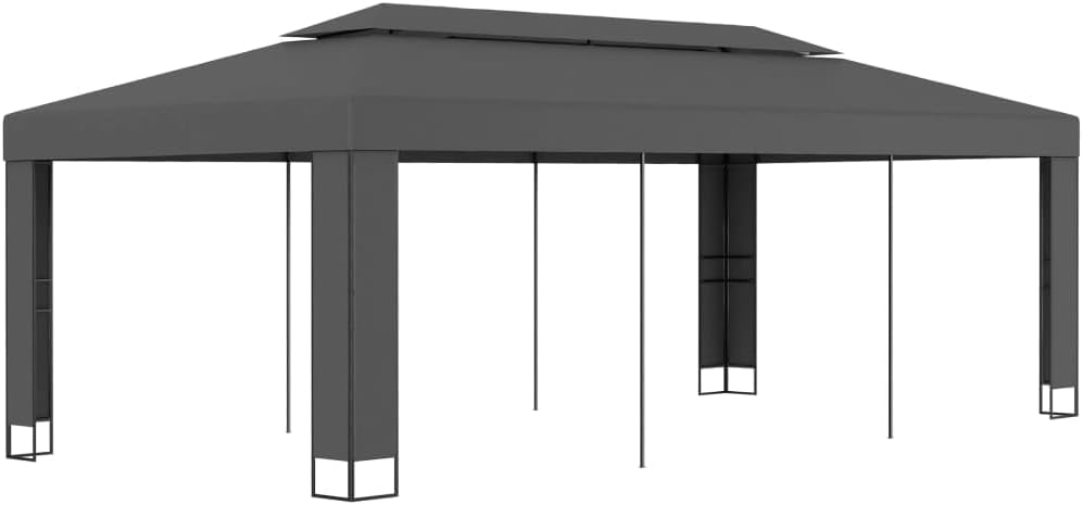 Gazebo with Double Roof 9.8'x19.6' Anthracite,HeavyDuty Outdoor Gazebo with Double Roof & WaterResistant Cover for Backyard, Weddings & Parties Outdoor Structures, Outdoor Canopies, Gazebos