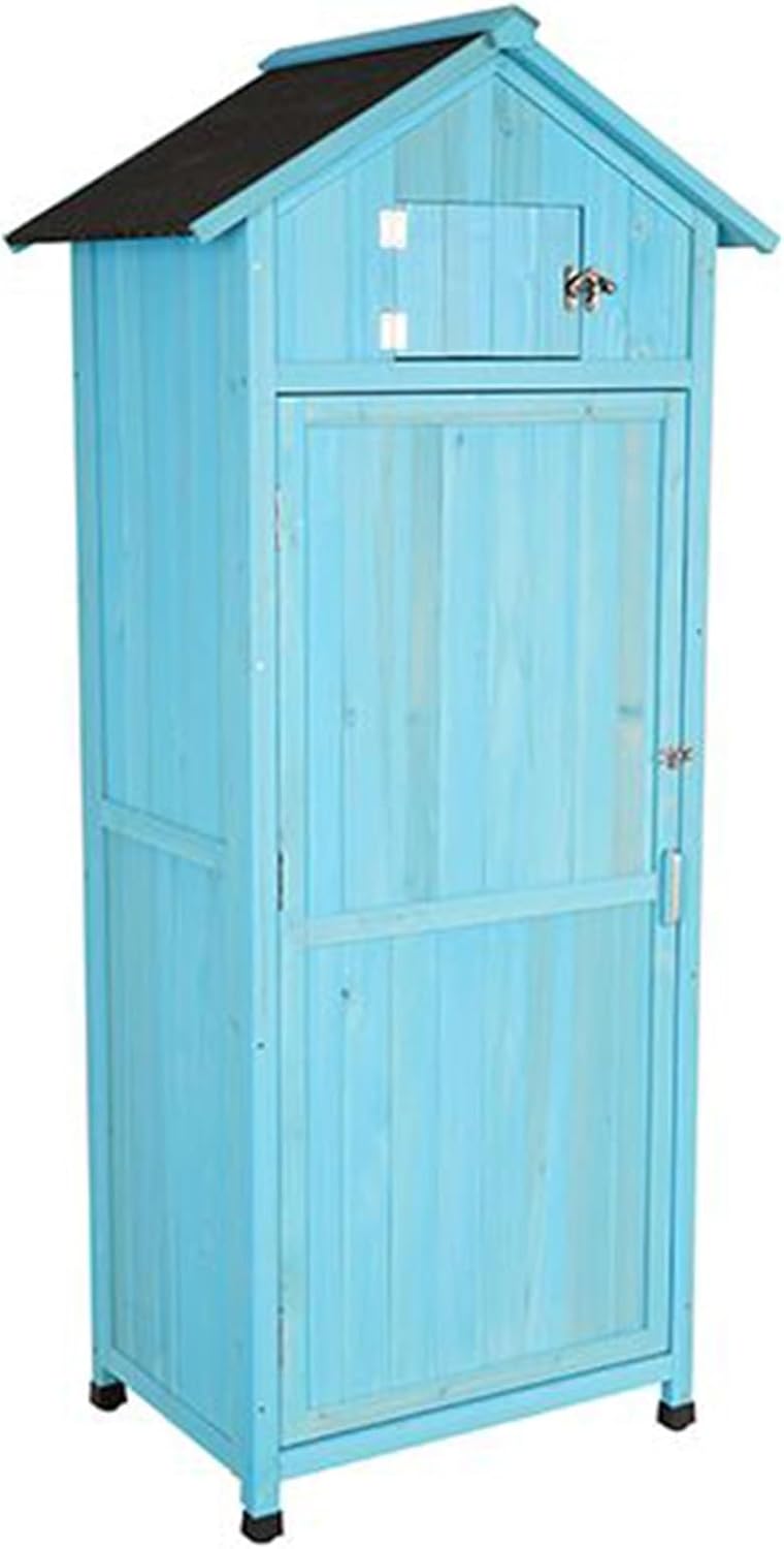 Garden Storage Shed, Outdoor Storage Cabinet Tool Shed with 3 Removable Shelves, Wood Garden Tool Shed for Outside, Backyard and Patio (One Color Sky Blue)