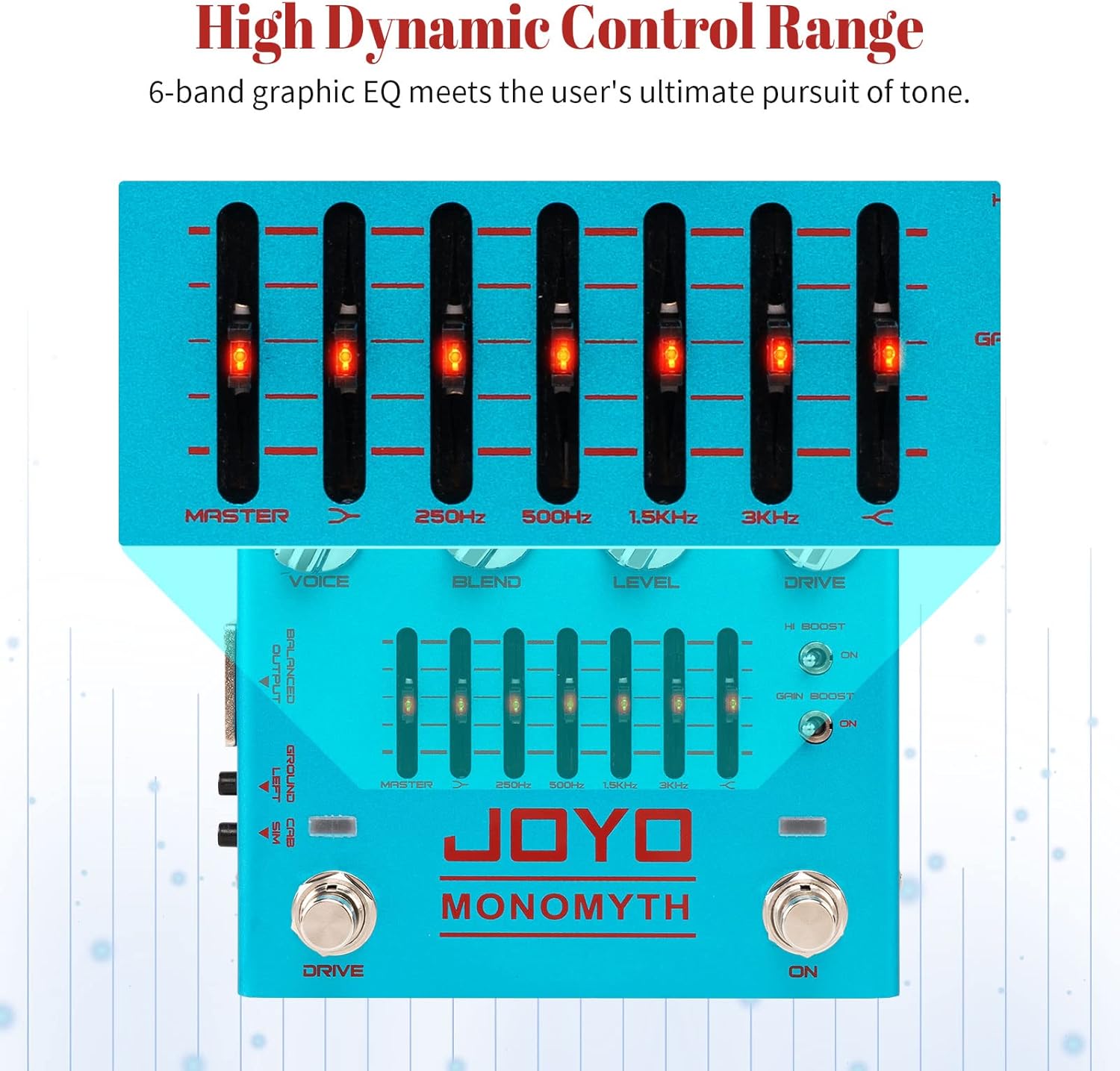 JOYO Bass Guitar Pedals Overdrive Amp Simulator Effect Pedal (MONOMYTH R-26) Bundle with JOYO DC 9V 500mA Guitar Pedal Power Supply Adapter