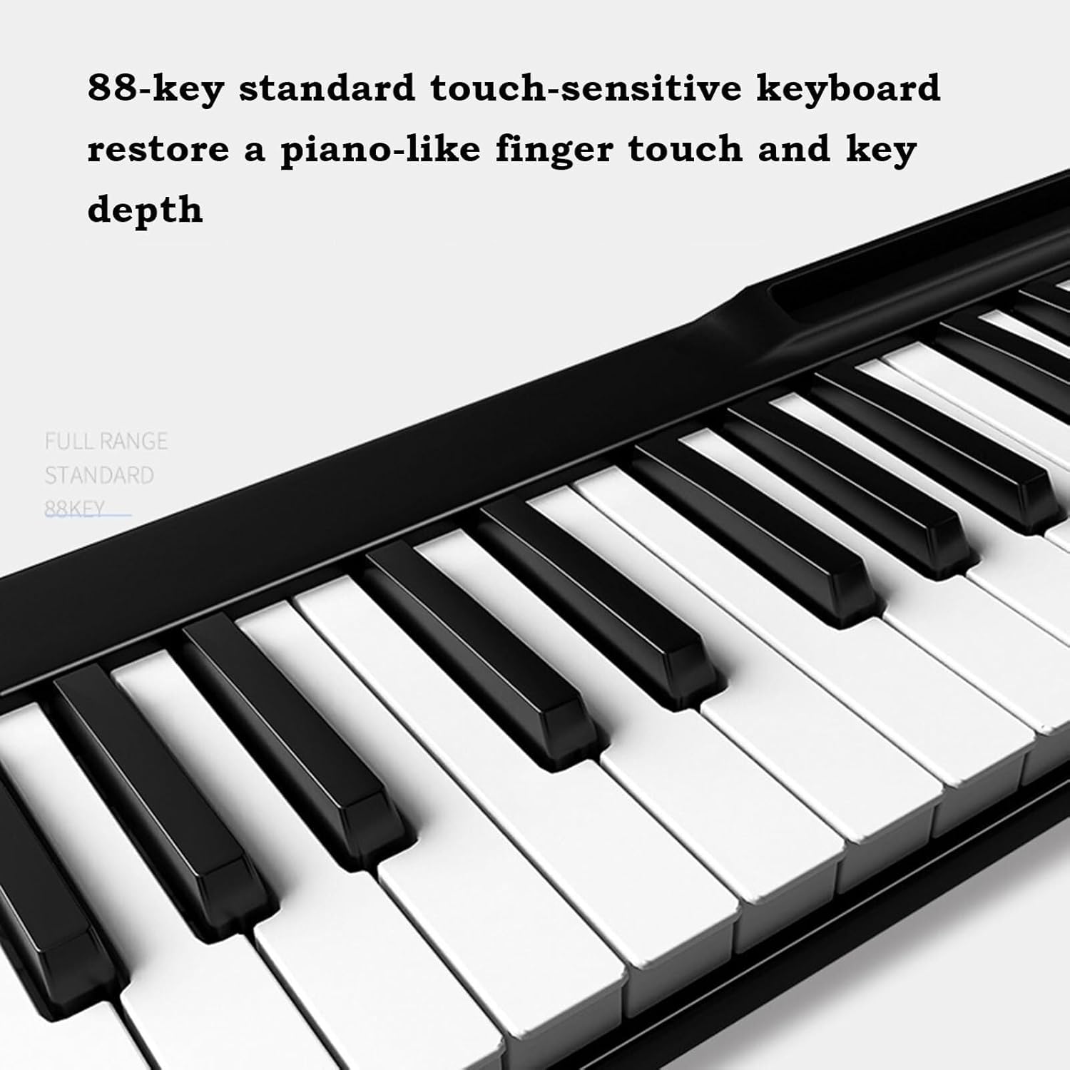 Folding Piano Keyboard 88 Keys, Touch-Sensitive Electric Piano, Portable Travel Piano, Rechargeable, Bluetooth & MIDI Support for Beginners (White)