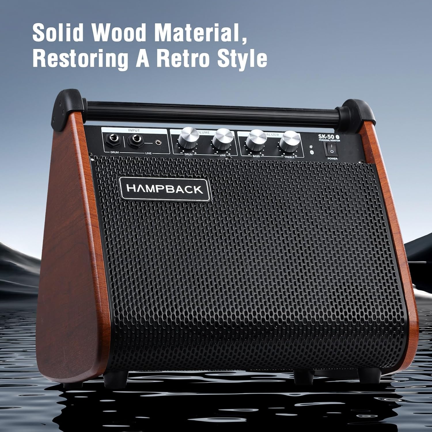 50W Bluetooth Studio Speaker - Pro Audio with Adjustable Reverb & Deep Bass for E-Drums/E-Guitar/E-Piano/Home Stage