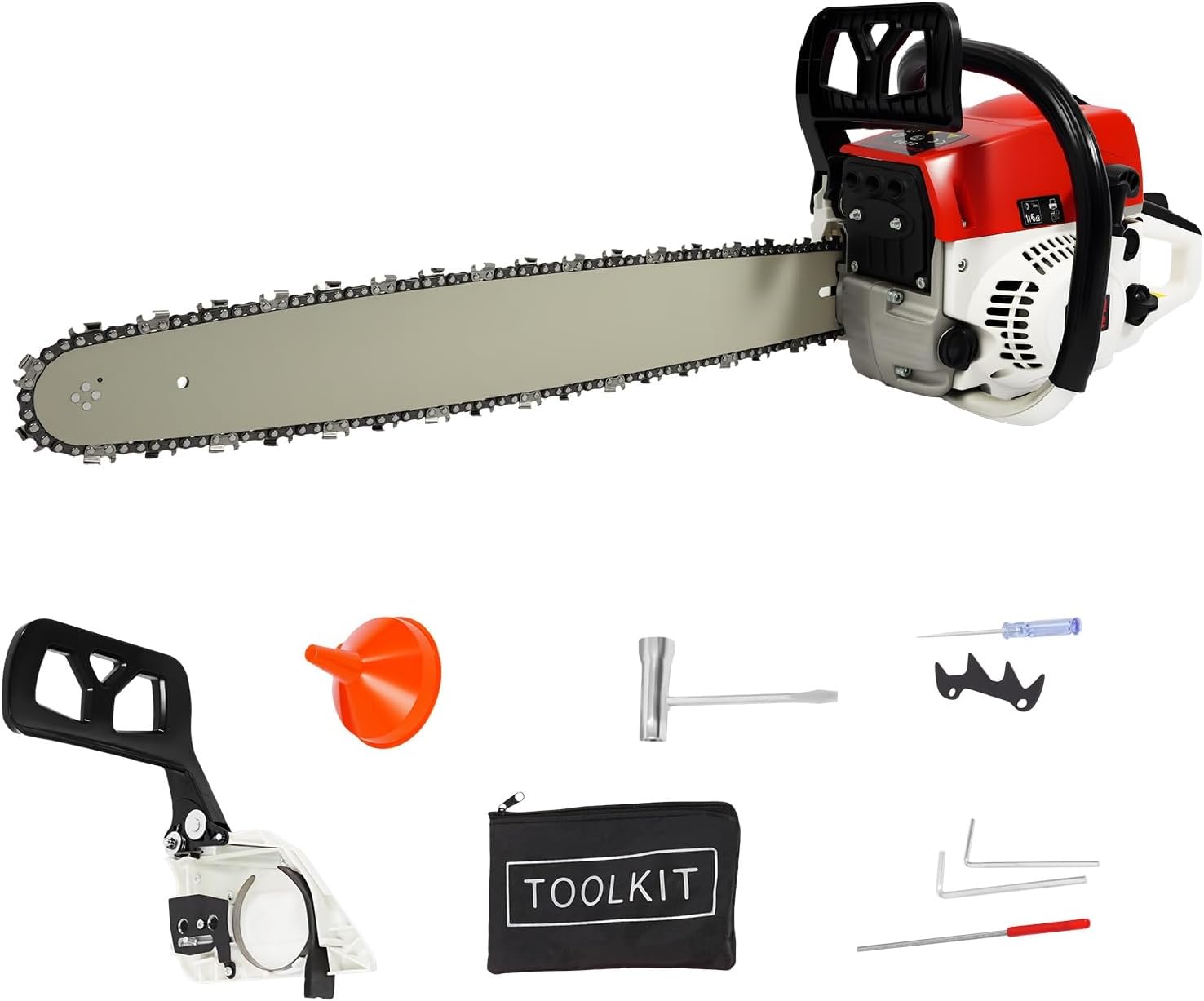 22 Inch Gas Powered Chainsaw, 52cc 2-stroke Single Cylinder Engine Gasoline Chainsaw, Petrol Handheld Cordless Chain Saw with Air-cooled Syestem for Tree Wood Cutting