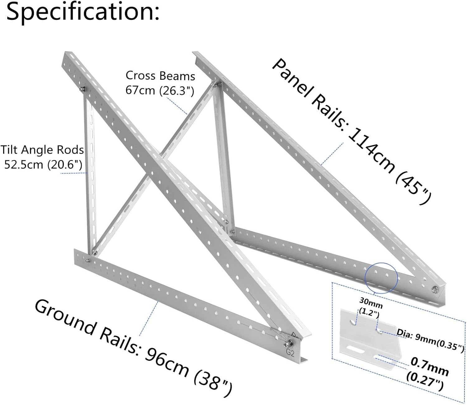 2 Sets 45'' Solar Panel Mount Brackets for 100-400 Watt Solar Panel,with Foldable Tilt Legs and Reinforced Cross Bars,Suitable for RV, Roof, Boat, Off-Grid etc.