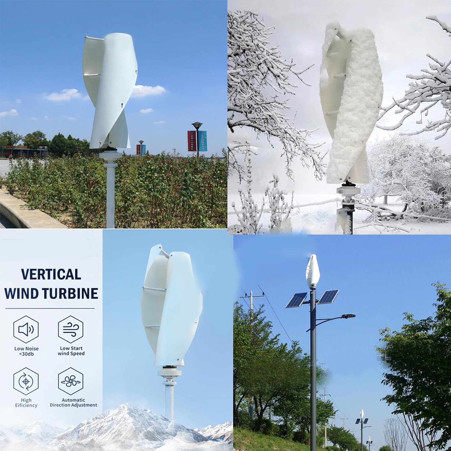 48v,BAOJUHUIKANG Vertical Wind Power Turbine Generator, 9000W Helix Magnetic Levitation Axis Wind Turbine Wind Generator Power for Outdoor Garden Boat(12V-220V)
