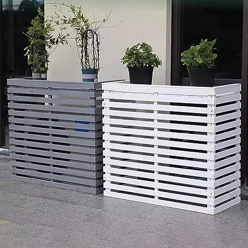 Air Conditioner Fence for Outside Units Solid Wood Air Conditioner Cover Plant Storage Outdoor Privacy Screen Hide Air Conditioner (Color : Natural, Size : Large)