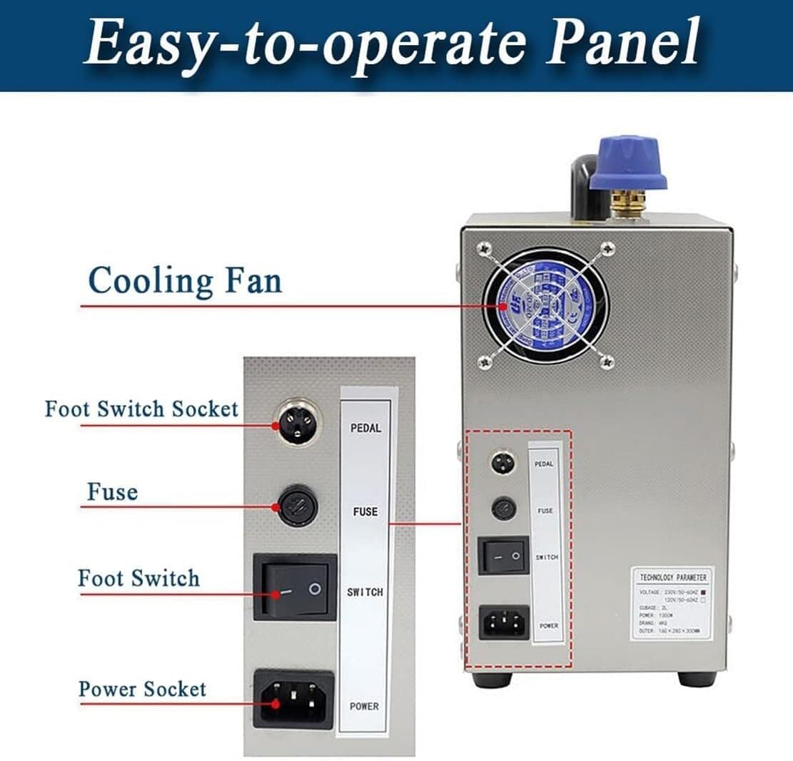 Stainless Steel Gold and Silver Jewelry Cleaning Machine, Cleaner Steam Cleaning Machine with Heater, Steam Pressure: 4KG, Outlet Temperature: 135°C, Goldsmith Equipment (Size : 2L)