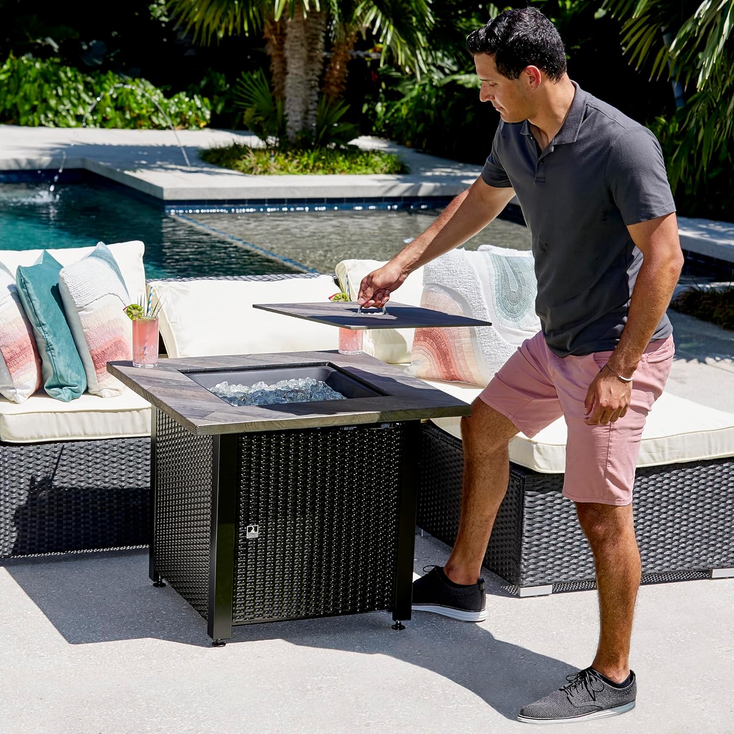 Endless Summer - The Olivia 30 Inch Square Gas Fire Table