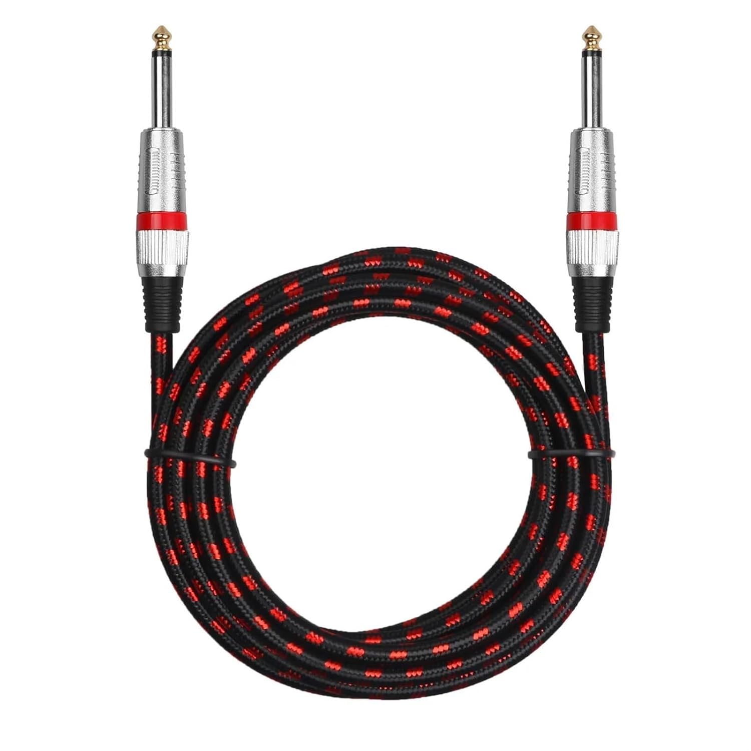 Pro Audio Cable Guitar Cable 6.35 Mono 6.5mm to 6.5mm Cable 6.35mm Instrument Cable for Bass Mixer Amp Speaker(Red,10m)