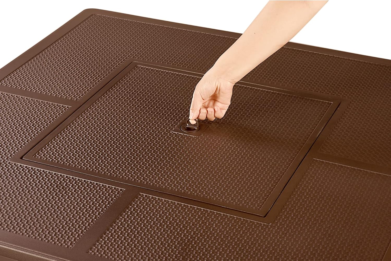 Square 42 in. x 42 in. Aluminum Propane Fire Pit Table with Glass Beads, Two Covers, Lid, 57,000 BTUs in Brown Finish