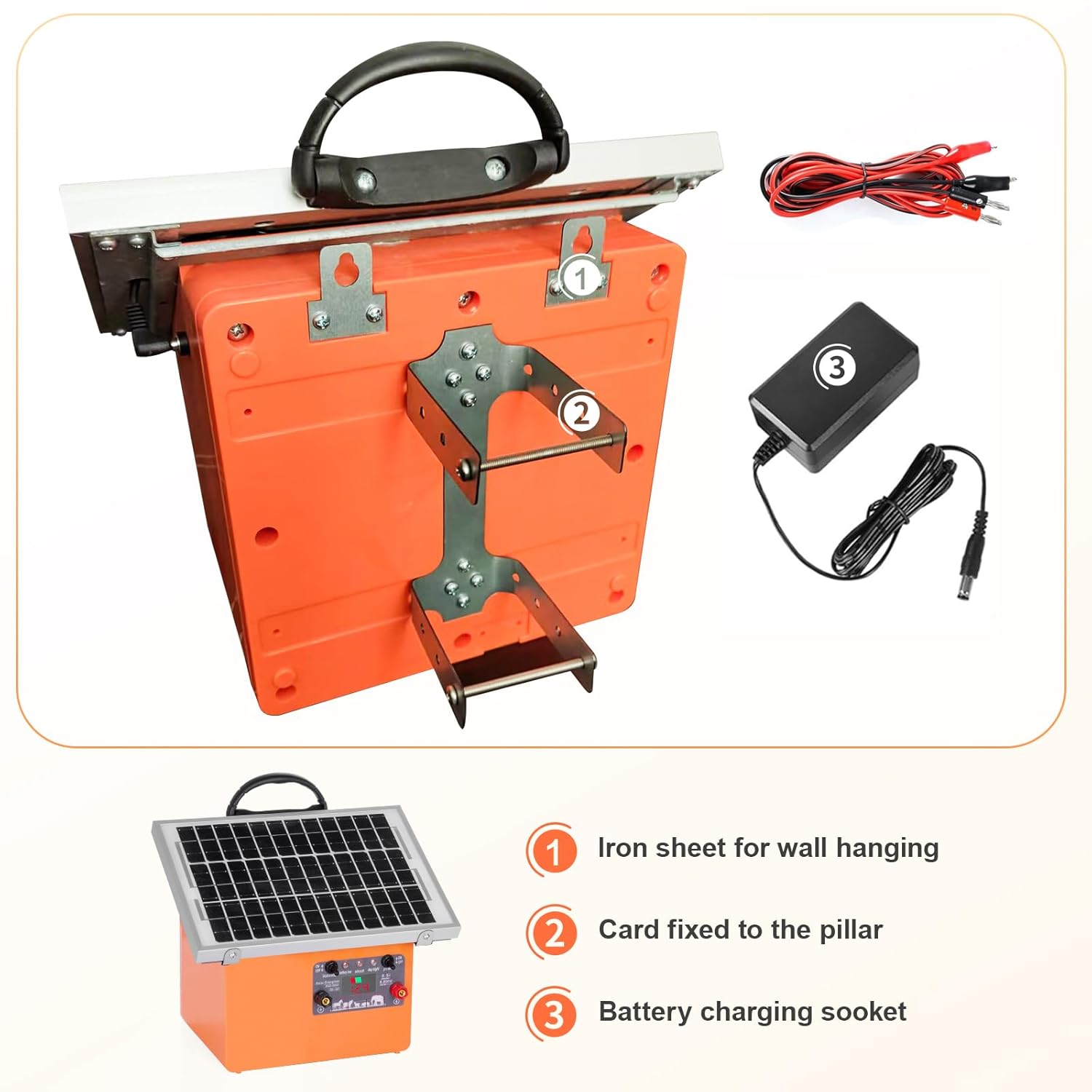 20 Miles Solar Electric Fence Charger,0.5 Joule Electric Fence Kit with 7.5W Solar Panel/7Ah Battery, IP65 Waterproof,Up to 9.5KV Output Portable Solar Fencer for Livestock Poultry