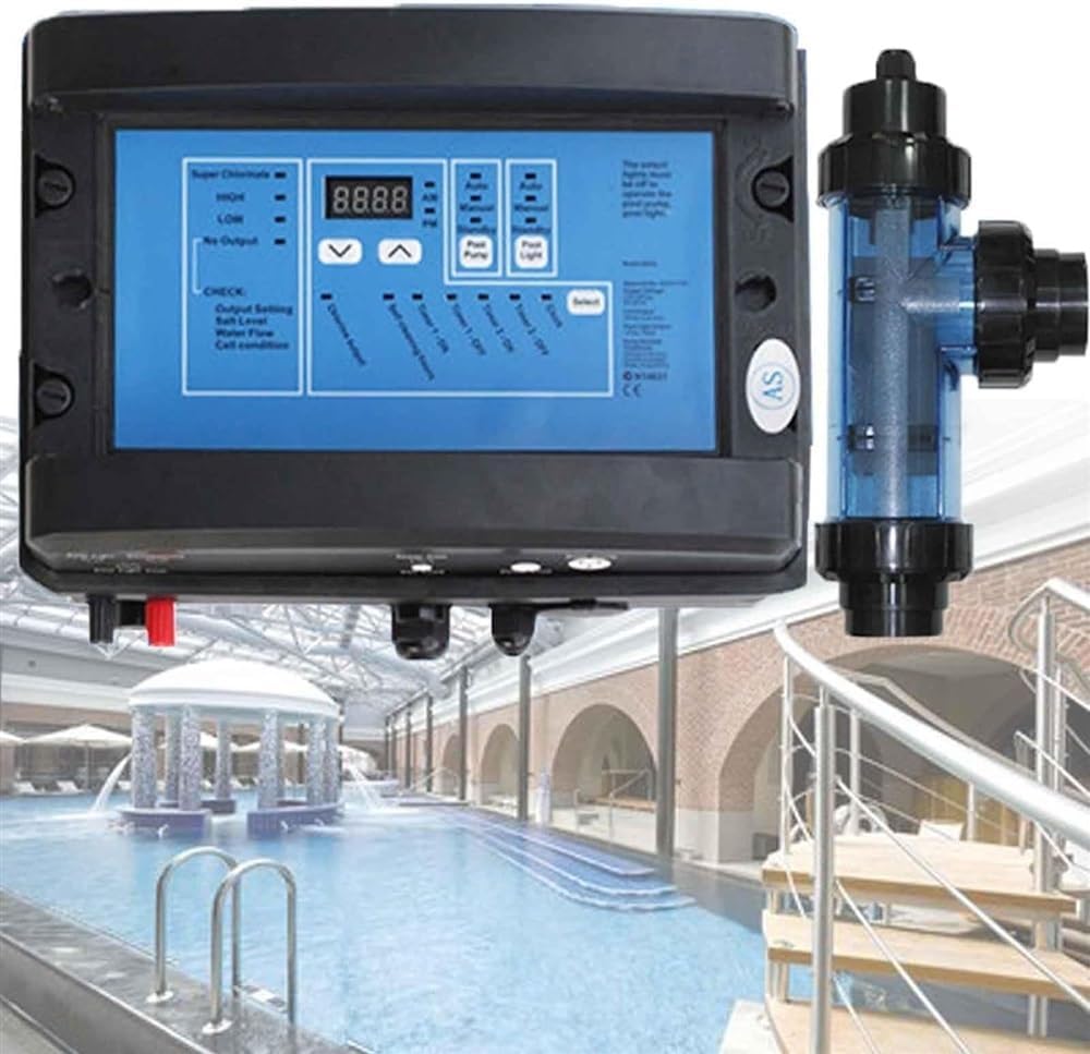 Pool Salt Water Chlorinator,Salt Water Pool Chlorine Generator System,10/15/20/30/50 G/H,Simple Operation Pool,10-40℃ Water Temperature Chlorine Generator Chlorinator,10g/h (Size : 30g/h)
