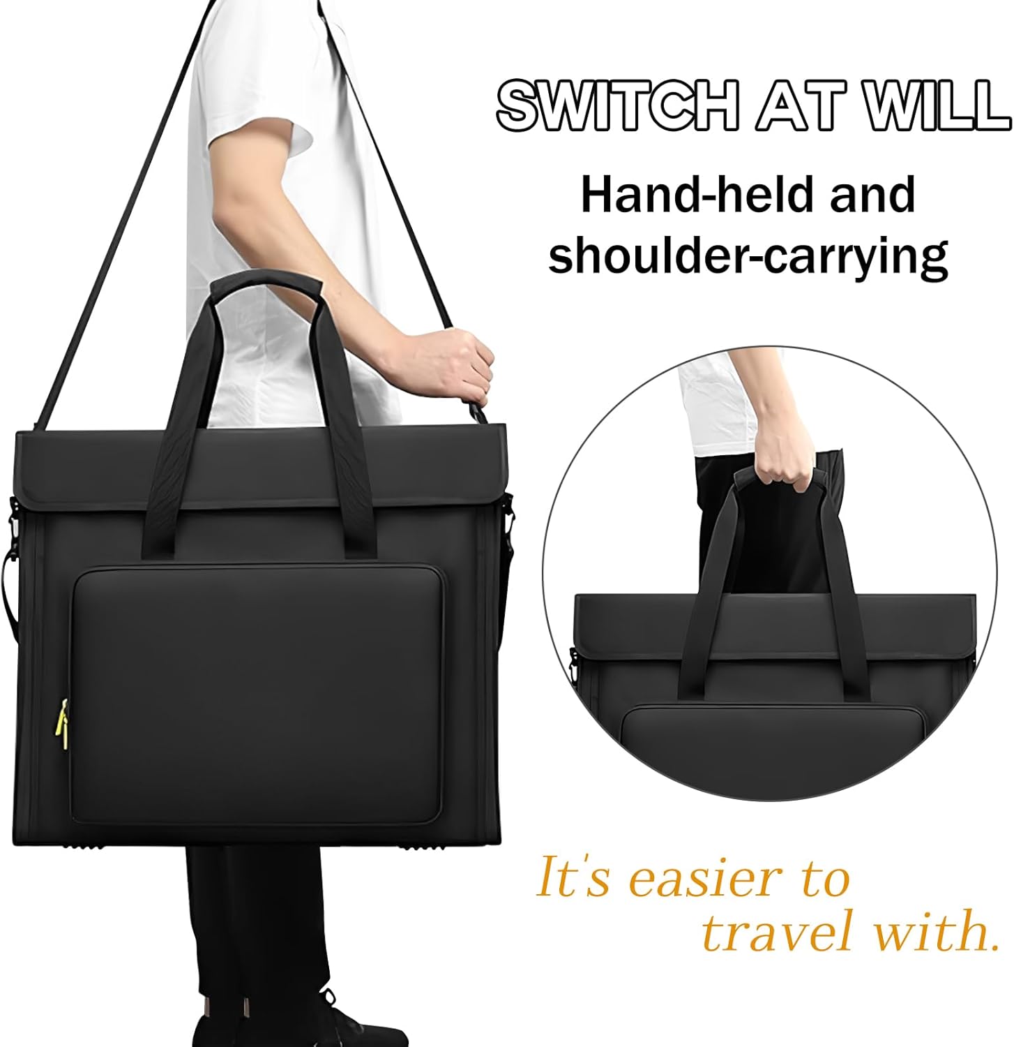 21/24 inch computer bag monitor carrying case Compatible with iMac All in One Monitor LCD Screens Desktop Computer Travel Storage Carrying Bag with Accessories Pocket, Shoulder Strap Black