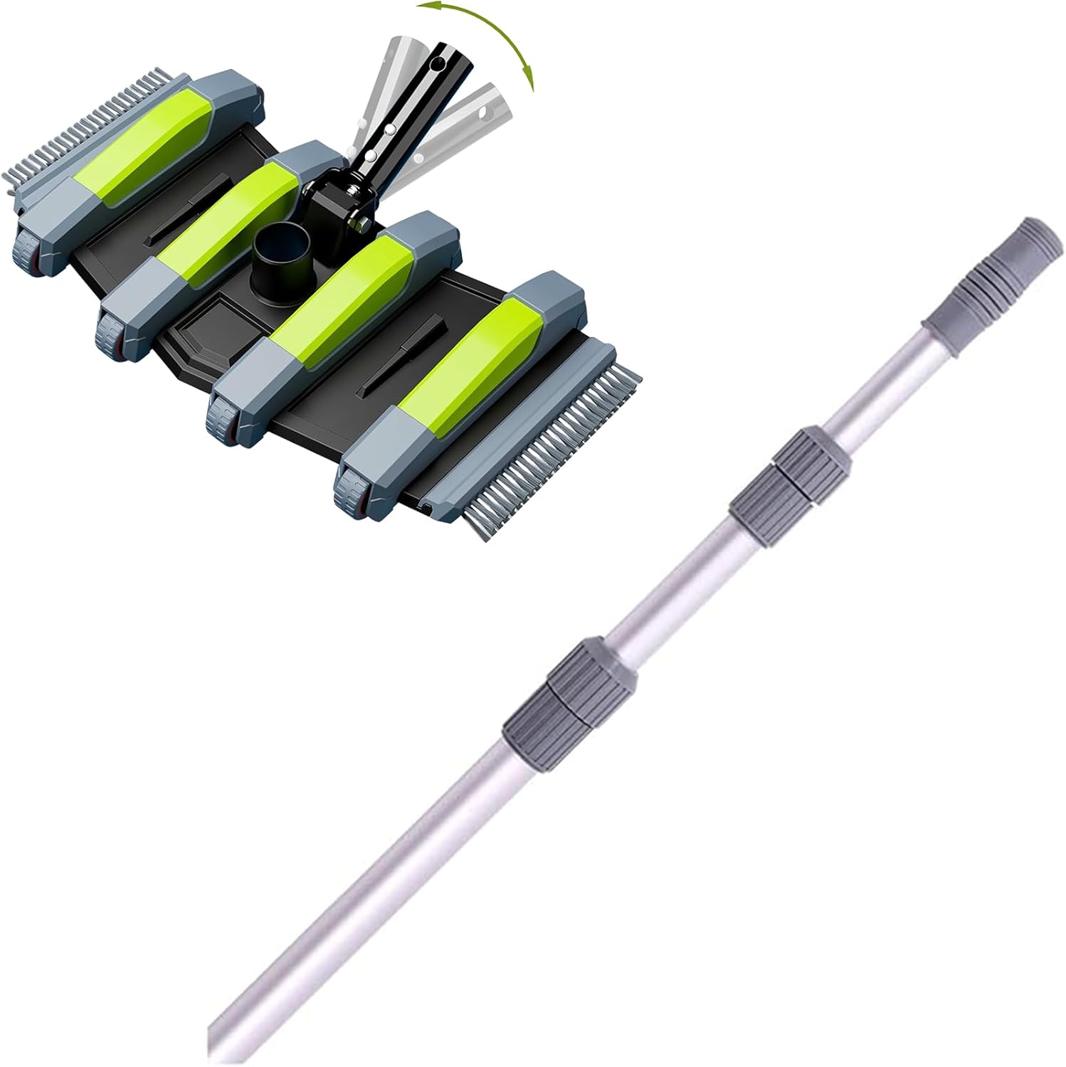 Sepetrel Heavy Duty Flexible Vacuum Head and 12 Foot Telescoping Pool Pole