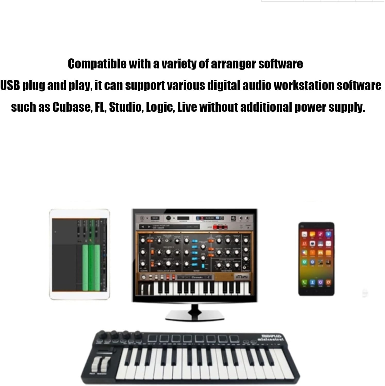 Arrangement with Pedal Mini Keyboard Equipment 32-Key Playing Space-Saving Controller Pad DJ Electronic Sound