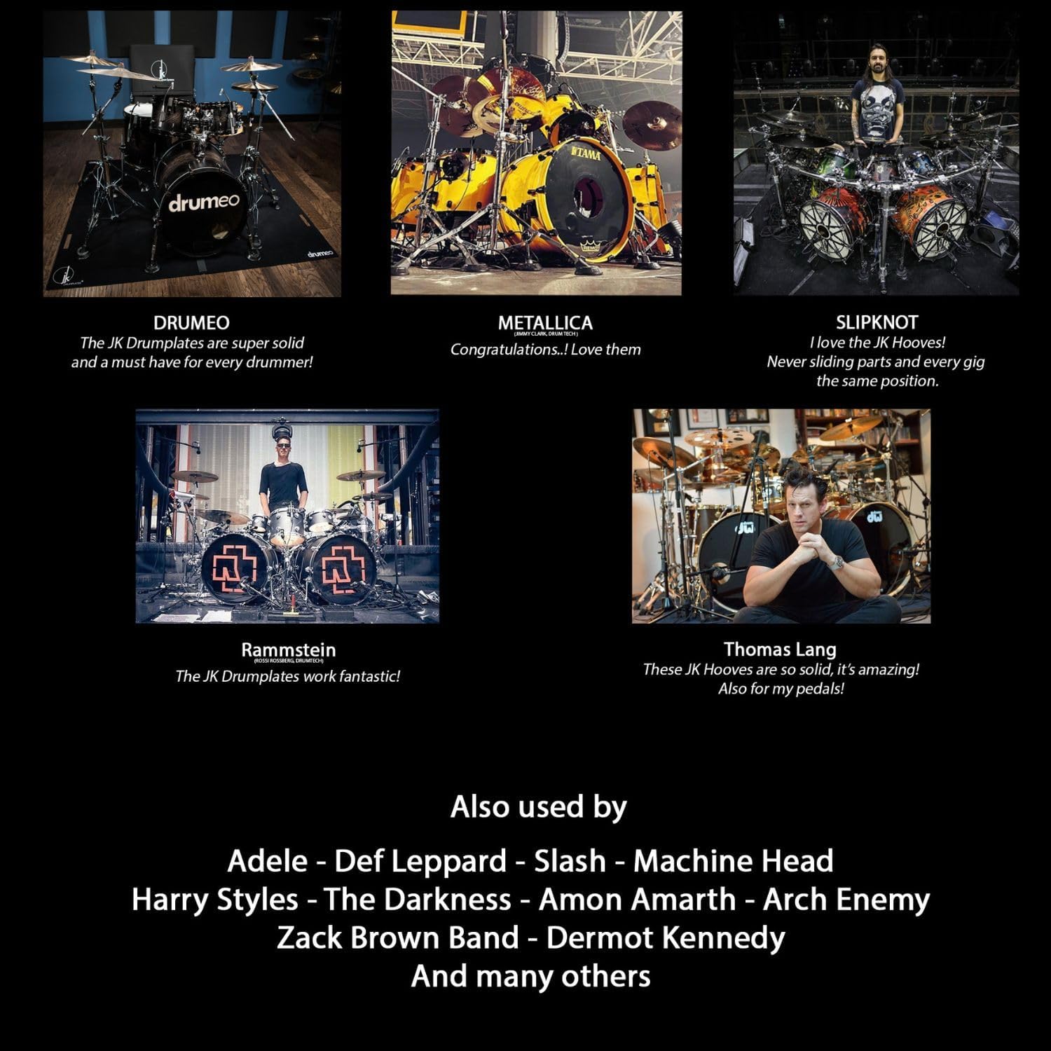 16-Pack Drum Hooves | Stabilize Your Drumset | Non-Slip Drum Accessories | Compatible with Kick Drums, Bass Drums, Pedals | Anchor for Drum Rugs & Mats | Ø4,17 in x 0,98 in