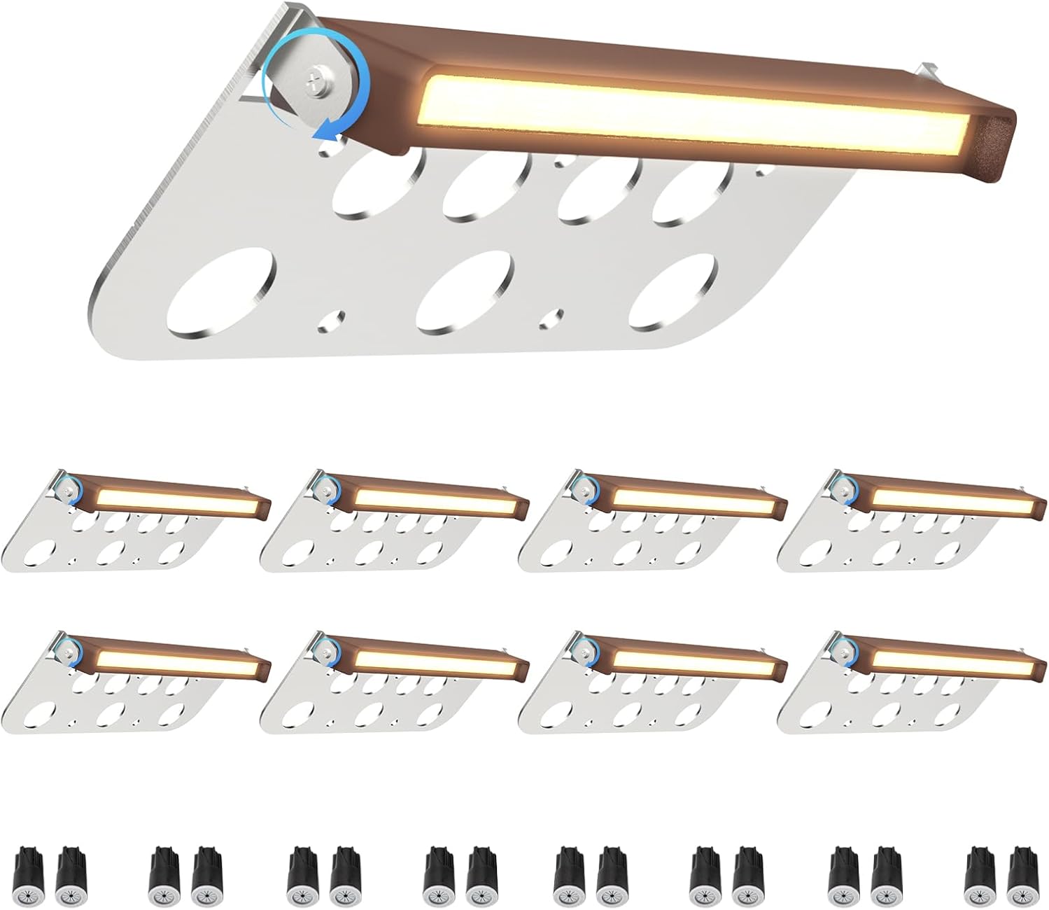 8 Pack 7 Inch Retaining Wall Lights, 5W LED Hardscape Lighting, 12V AC/DC Low Voltage Step Light, 2700K Soft White IP65 Waterproof Outdoor Landscape Lighting for Patio Walls Stairs, ETL