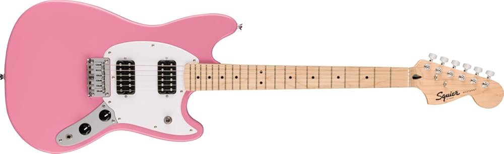 Squire Sonic Mustang Electric Guitar, Flash Pink, Maple Fingerboard
