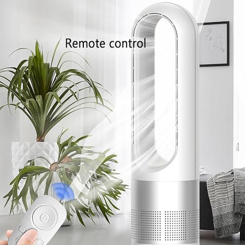 Bladeless Fan, Tower Fan with Remote, 80° Oscillating Pedestal Fan, Floor Fan/Standing Fan/Cooling Fan, 8 Speeds, 8h Timer, Air Circulation Fan for Indoor Home Bedroom Office Room(Gray)