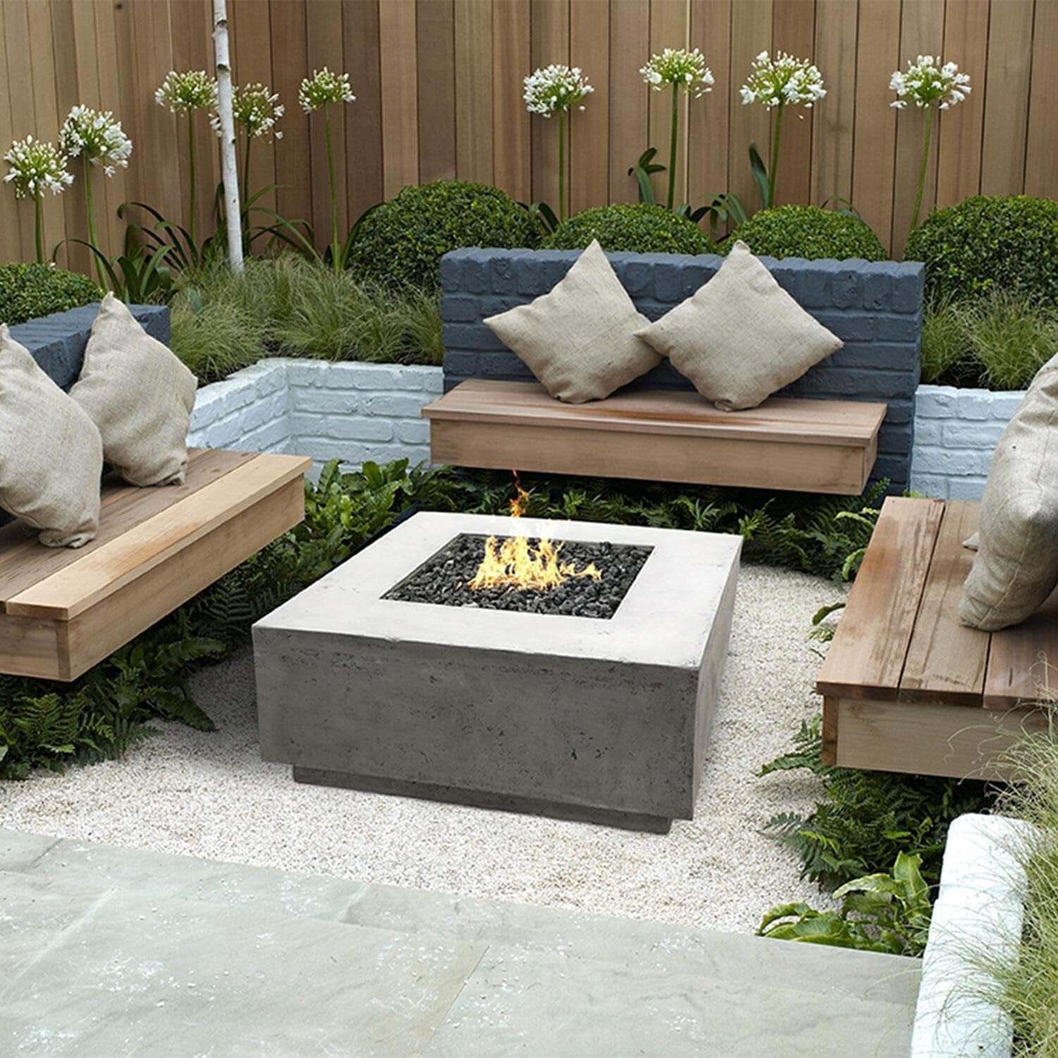 Lakeview Cascata Bay 2 36-Inch Propane Square Fire Pit Table - Pewter - SCPH-406-4LP