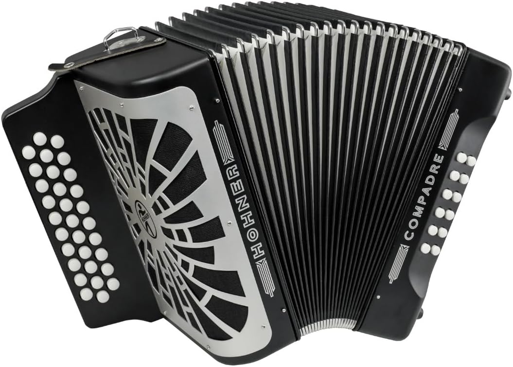 Hohner Compadre FBbEb Musica Tipica Series Accordion (Black) - 12 Basses, 62 Notes, Standard Straps with Gig Bag