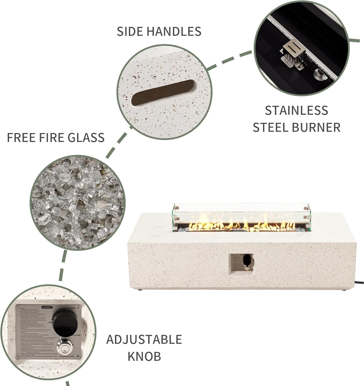 COSIEST Outdoor Propane Fire Pit Table, 56