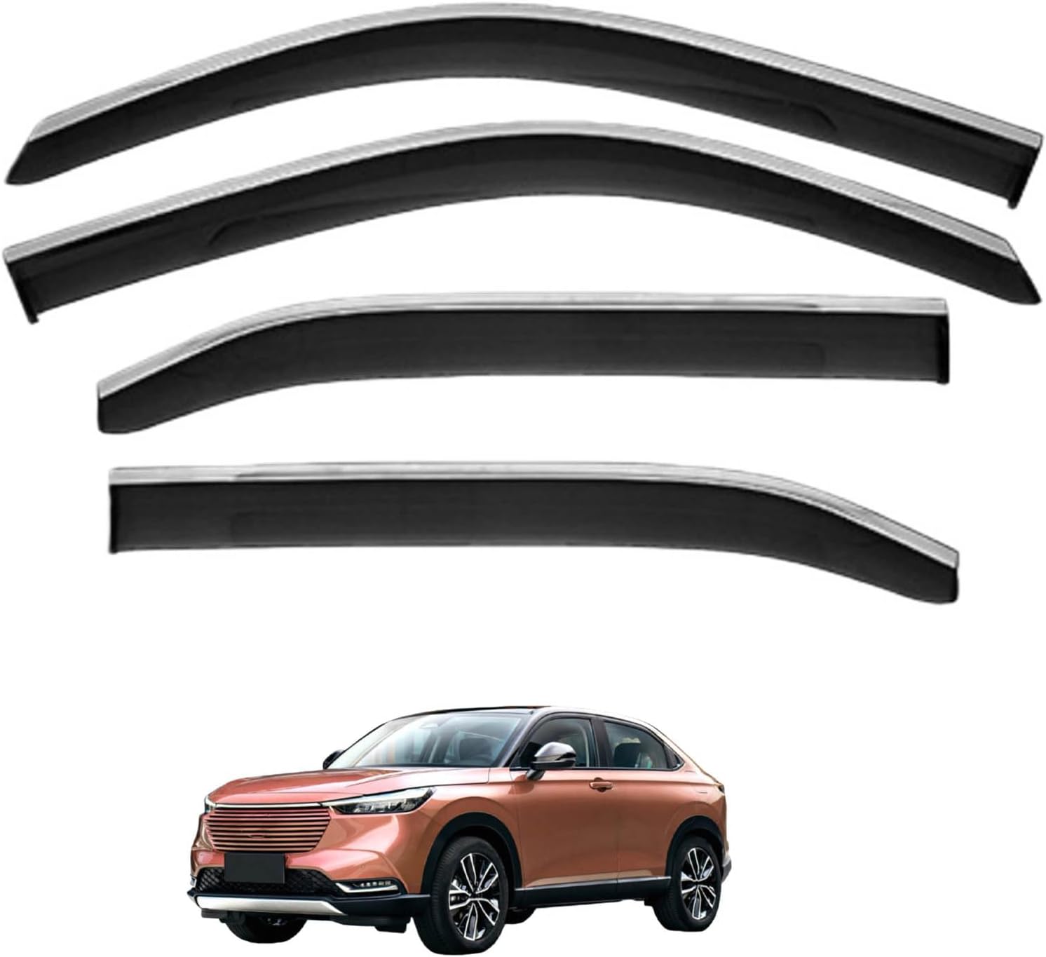 Window Deflectors for HR-V MKZ-RV 2021+, Sun Rain Guard Window Visors Vent Shades with Bright Stripes Car Accessories