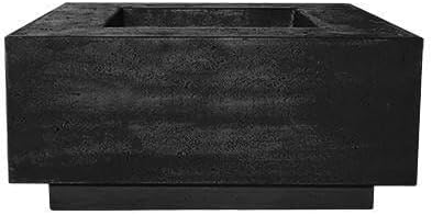 Lakeview Outdoor Designs Cascata Bay 2 36 Inch Square GFRC Concrete Propane Fire Pit Table in Ebony