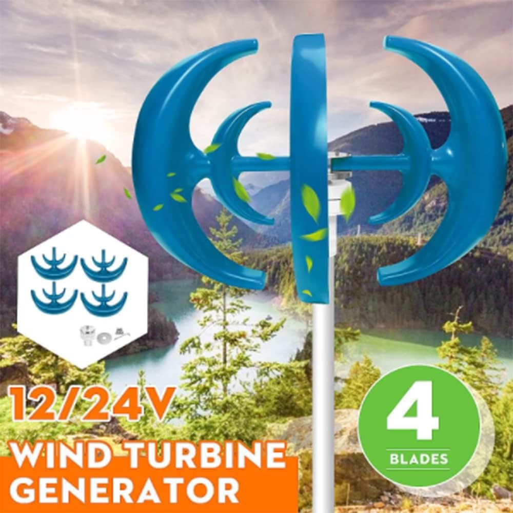4200W 12V 24V 4 Blades Lantern Wind Turbines Generator Vertical Axis Motor Kit for Home Hybrids Streetlight Use Electromagnetic,12v