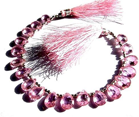 7.5 Inches Strand. - AAA Pink Cubic Zirconium Faceted Pear Shaped Briolettes Size 10x8mm