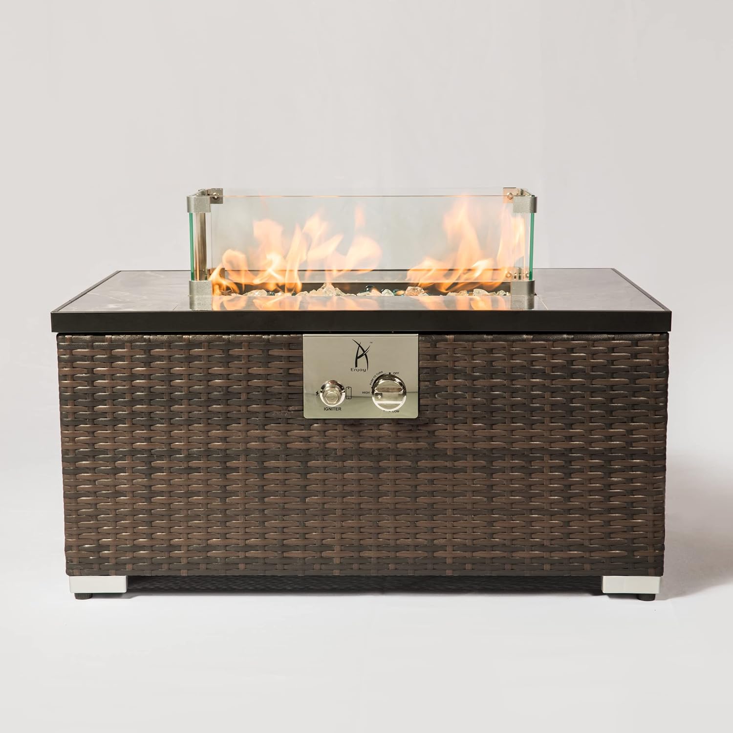 Rectangular Glass Fire Pit Wind Guard - Spark Screen Protector for Outdoor Fire Features (19.1