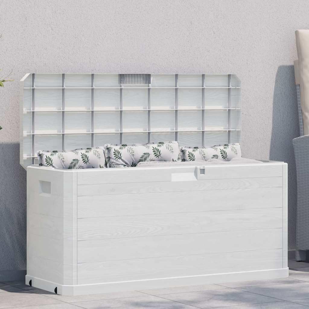 Light Grey Outdoor Storage Box, 74.6 Gallon Deck Container, Durable Plastic with Wood Texture, Rectangular Patio Bin for Garden Cushions, Pool Accessories, Tools, Indoor/Outdoor Use