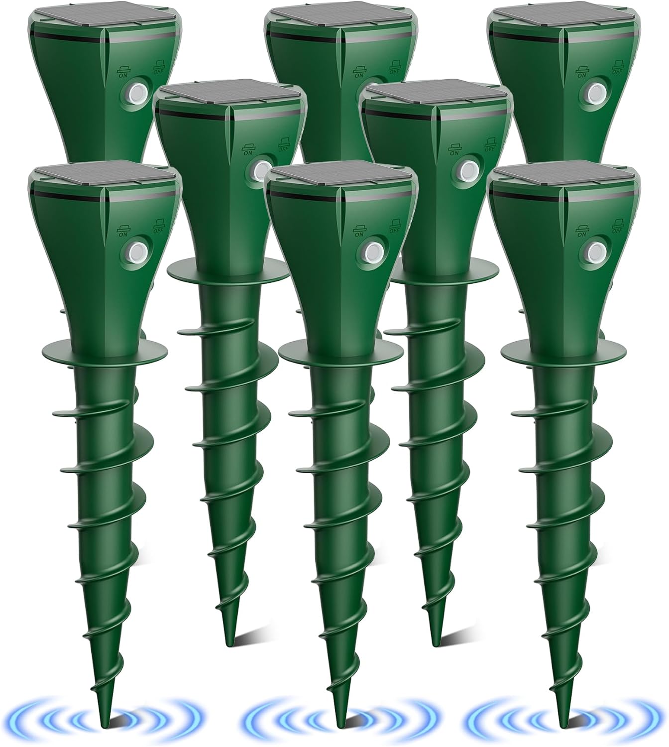 8 Packs Mole Repeller for Lawns，Solar Powered Vole Repellent Ultrasonic Pest Control Stake, Waterproof Sonic Pulse Deterrent for Gopher Vole Snake in Lawn, Garden & Yard