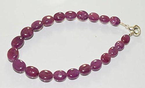 Natural Pink Sapphire Ruby 7x6-10x8 MM Smooth Plain Nuggets Shape 8 Inch Bracelate
