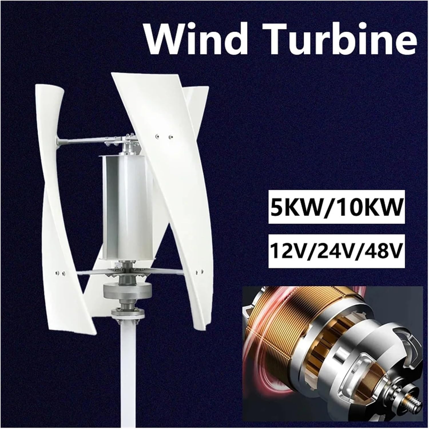 20kw 20000w Vertical Wind Turbine Generator 12V 24V Magnetic Strong Power AC Inverter Output for Home Low Starting Speed for Home(12V_20000W)