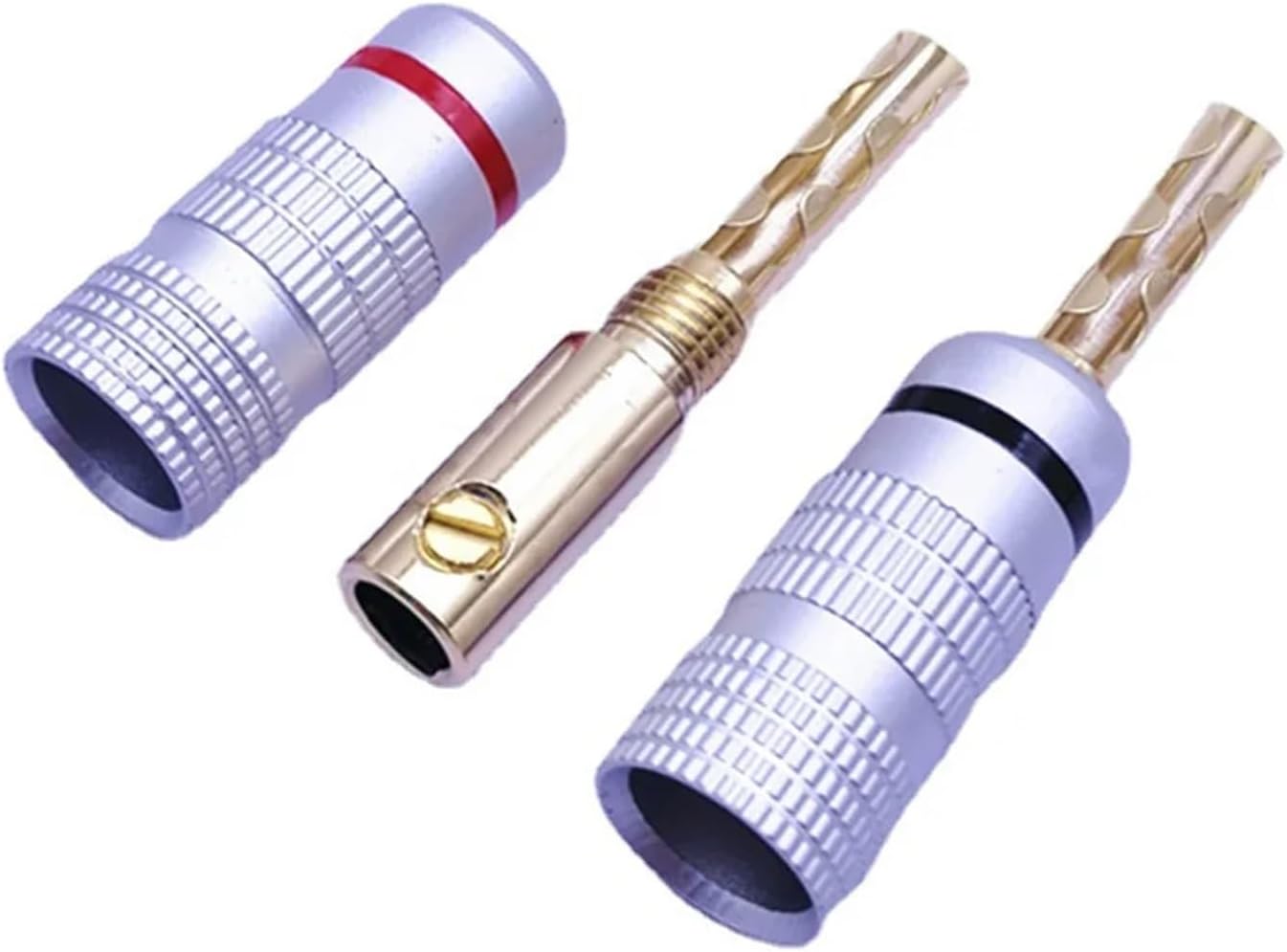 24 Pieces 4mm Audio Banana Plugs 24K Gold Plated Speaker Amplifier Cable Banana Jack Connectors Plugs(50 Pieces)