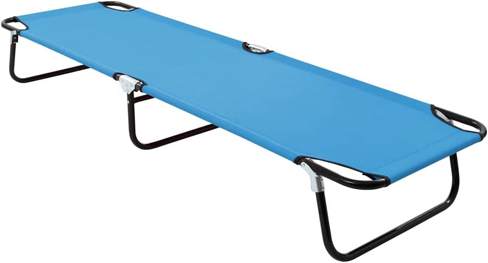 Folding Sun Lounger Steel Turquoise Blue Sun Loungers, Patio Seating